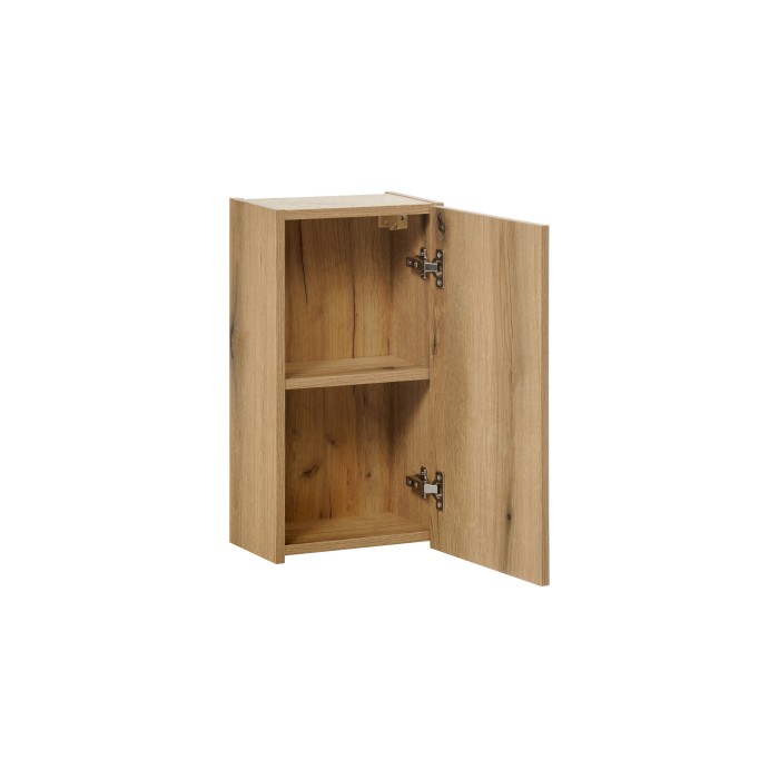 Meuble de rangement de salle de bain VANO – 1 porte – Coloris chêne – L30 × P57 × H18 cm – À suspendre 