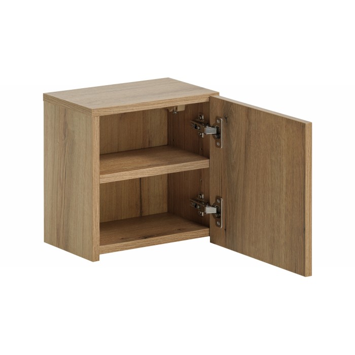 Meuble de rangement de salle de bain VANO – 1 porte – Coloris chêne – L20 × P57 × H18 cm – À suspendre 