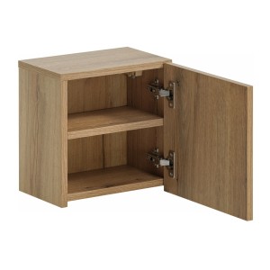 Meuble de rangement de salle de bain VANO – 1 porte – Coloris chêne – L20 × P57 × H18 cm – À suspendre 