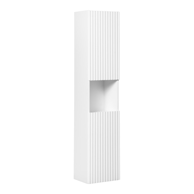 Colonne de salle de bain VANO – 2 portes + 1 niche – Blanc alpin – L30 × H140 × P25 cm – À suspendre 