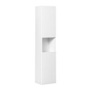 Colonne de salle de bain VANO – 2 portes + 1 niche – Blanc alpin – L30 × H140 × P25 cm – À suspendre 