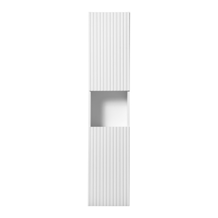 Colonne de salle de bain VANO – 2 portes + 1 niche – Blanc alpin – L30 × H140 × P25 cm – À suspendre 
