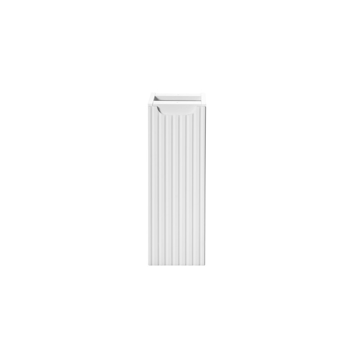 Meuble de rangement de salle de bain VANO – 1 porte – Blanc alpin – L20 × P18 × H57 cm – À suspendre 