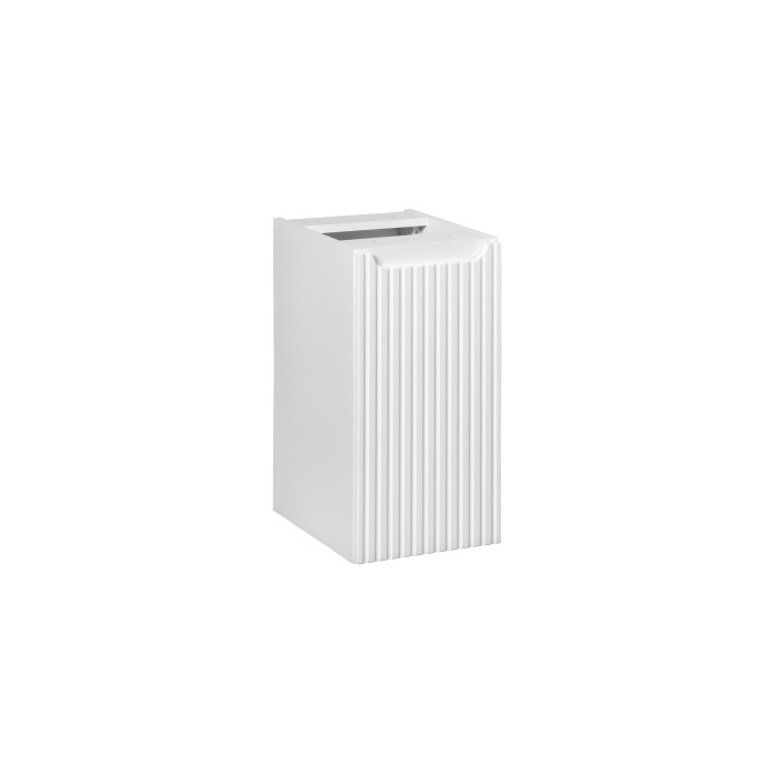 Meuble de rangement de salle de bain VANO – 1 porte – Blanc alpin – L30 × P18 × H57 cm – À suspendre 