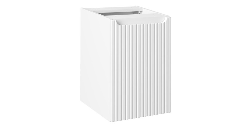 Meuble de rangement de salle de bain VANO – 1 porte avec panier à linge – Blanc alpin – L40 × P39 × H57 cm – À suspendre 