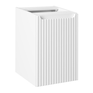 Meuble de rangement de salle de bain VANO – 1 porte avec panier à linge – Blanc alpin – L40 × P39 × H57 cm – À suspendre 