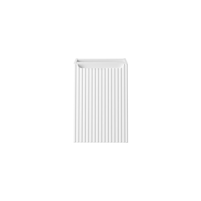 Meuble de rangement de salle de bain VANO – 1 porte avec panier à linge – Blanc alpin – L40 × P39 × H57 cm – À suspendre 