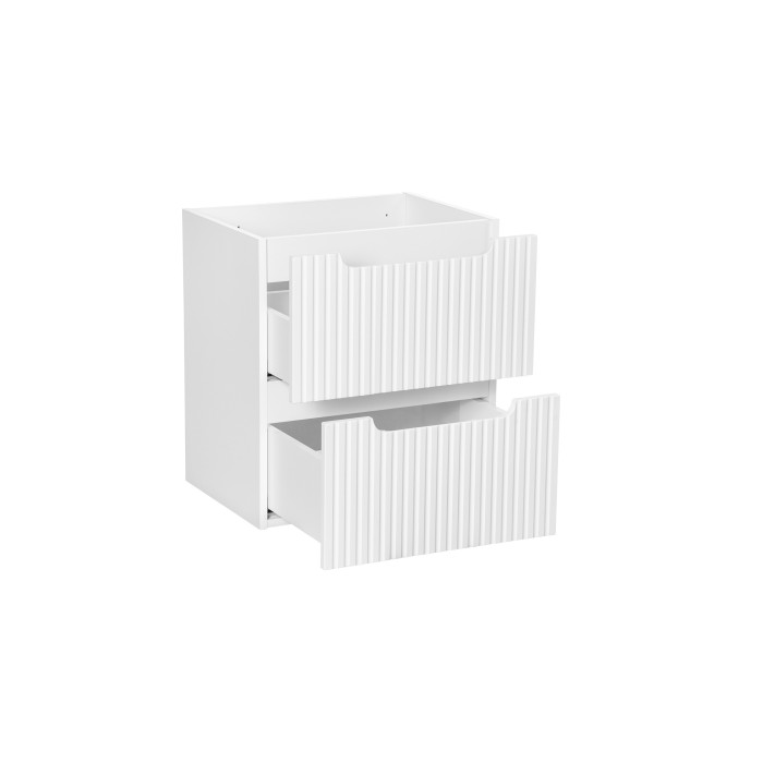 Meuble sous vasque VANO – 2 tiroirs – Blanc alpin – L50 × P39 × H57 cm – À suspendre 