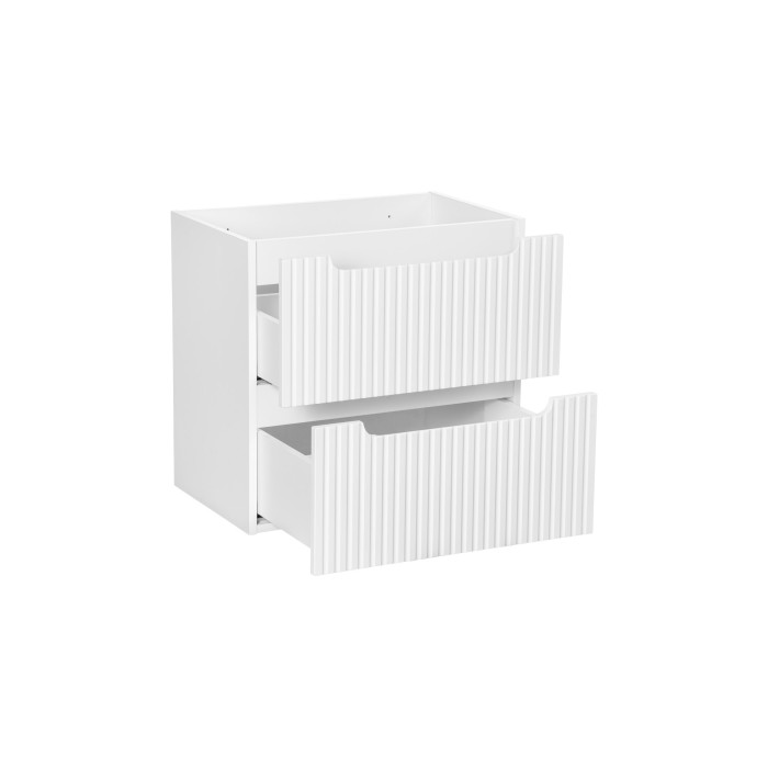 Meuble sous vasque VANO – 2 tiroirs – Blanc alpin – L60 × P39 × H57 cm – À suspendre 