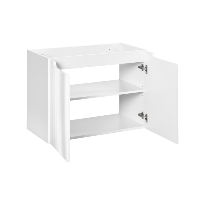 Meuble sous vasque VANO – 2 portes – Blanc alpin – L80 × P39 × H57 cm – À suspendre 