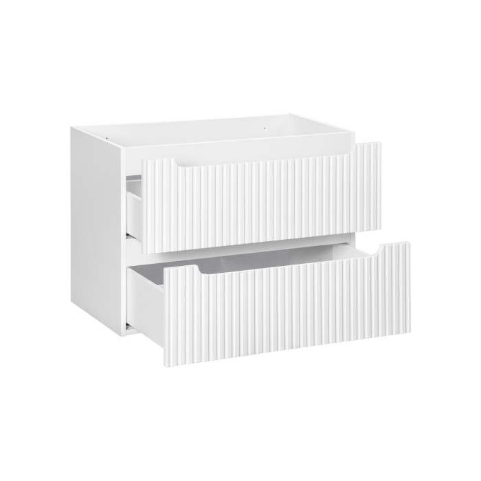  Meuble sous vasque VANO – 2 tiroirs – Blanc alpin – L80 × P39 × H57 cm – À suspendre 