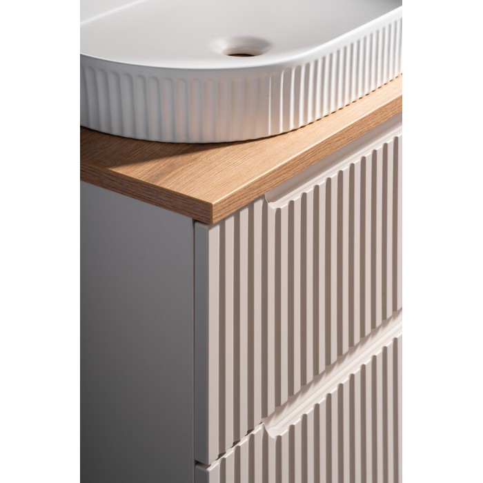 Meuble sous vasque VANO 80 cm – 2 tiroirs – Marron congo mat – L80 × P39 × H57 cm – À suspendre