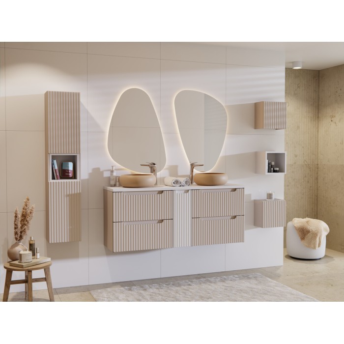 Meuble sous vasque VANO 80 cm – 2 tiroirs – Marron congo mat – L80 × P39 × H57 cm – À suspendre