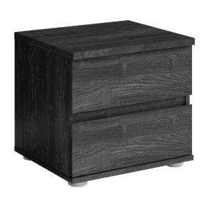 Chambre complète VELTIS – Lit 180x200 LED avec sommier + armoire + commode + chevets – Frêne noir