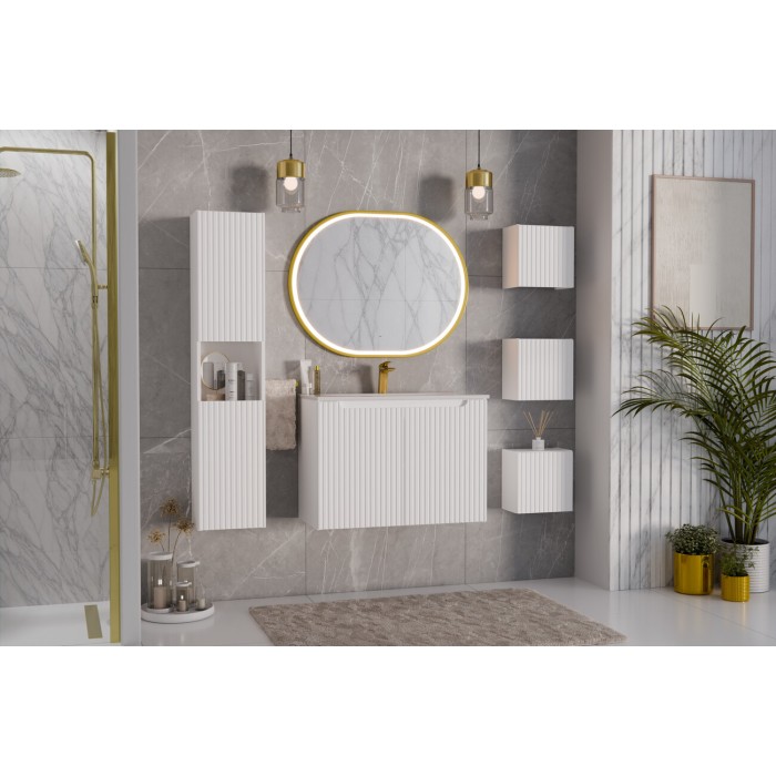 Meuble sous vasque VANO – 2 portes – Blanc alpin – L60 × P39 × H57 cm – À suspendre