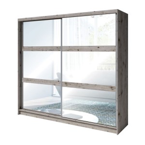 Chambre complète VELTIS – Lit 180x200 LED avec sommier + armoire + commode + chevets – Frêne noir