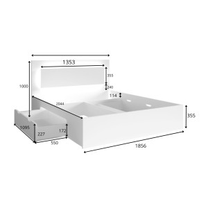 Chambre complète VELTIS – Lit 180x200 LED avec sommier + armoire + commode + chevets – Frêne noir