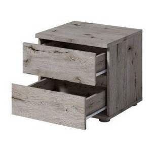 Chambre complète VELTIS – Lit 180x200 LED avec sommier + armoire + commode + chevets – Frêne noir