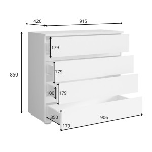 Chambre complète VELTIS – Lit 180x200 LED avec sommier + armoire + commode + chevets – Frêne noir