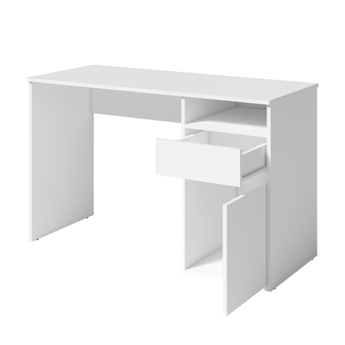 Un bureau compact et 100 % blanc pour une décoration sobre et moderne