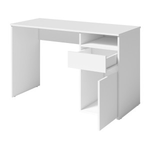 Un bureau compact et 100 % blanc pour une décoration sobre et moderne