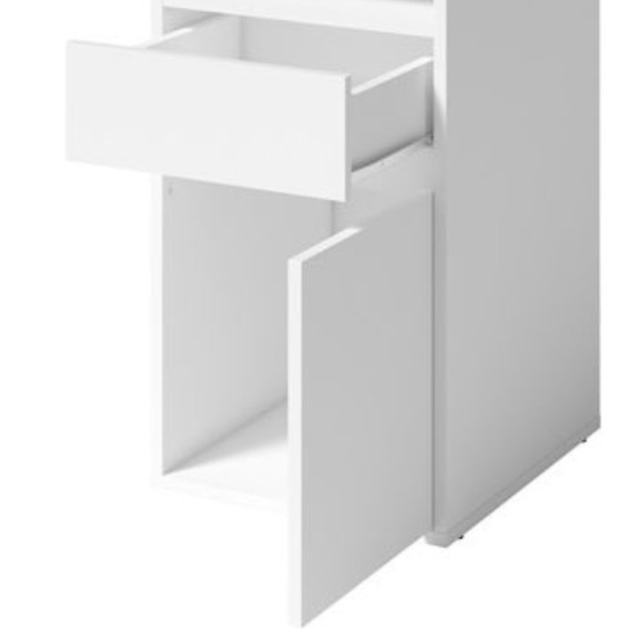 Bureau BILOU blanc – 1 tiroir, 1 porte et 2 niches