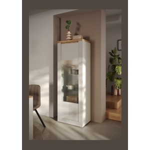 Mise en situation de la vitrine SASHA 1 porte avec LED intégrée dans un décor 3D