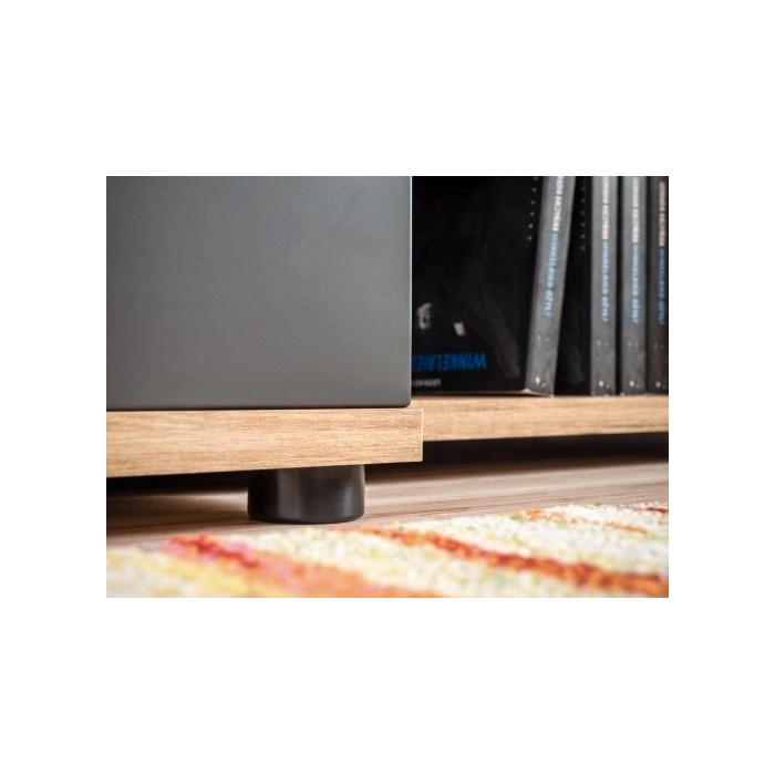 Zoom sur les pieds du banc TV de l'ensemble de meubles de salon RHYS