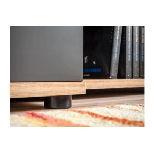 Zoom sur les pieds du banc TV de l'ensemble de meubles de salon RHYS