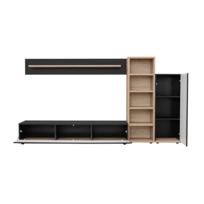 Ouverture de l'ensemble des éléments composants le lot de meubles de salon RHYS