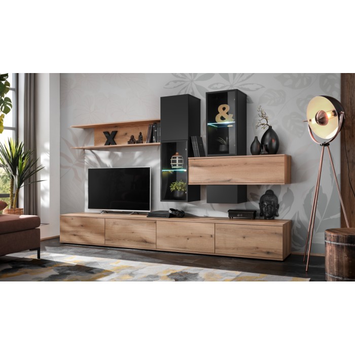 Mise en situation 3D de l'ensemble de meubles de salon ORIANE