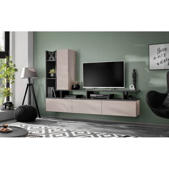 Mise en situation dans un décor 3D de la composition murale CRONOS