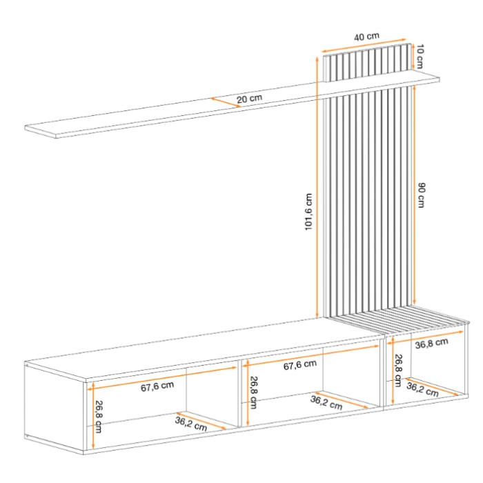 Dimensions des éléments de la composition murale LIPA