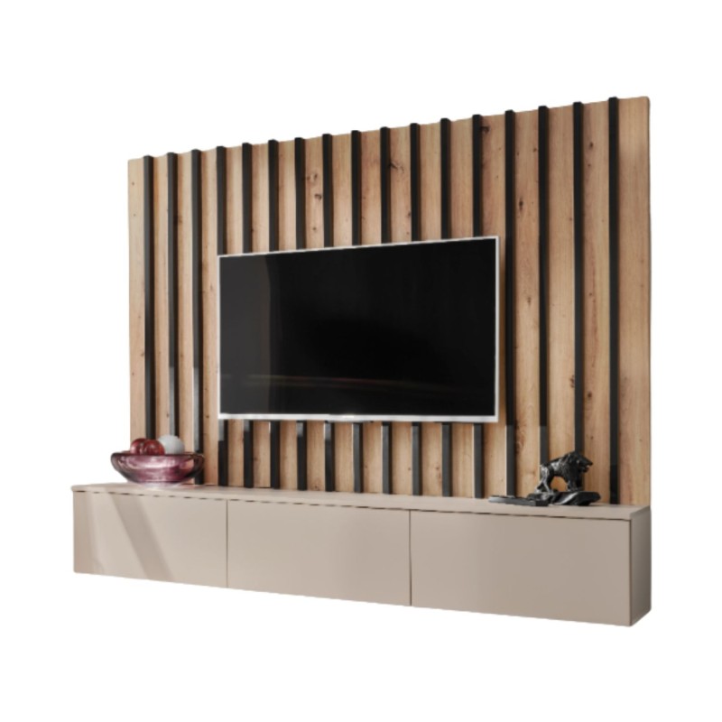 Composition murale TASHYA : meuble TV et panneaux muraux décoratifs