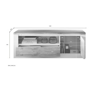 Dimensions du meubles TV SASHA 1 porte 1 tiroir