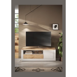 Mise en situation dans un décor 3D du meuble TV 1 porte 1 tiroir SASHA