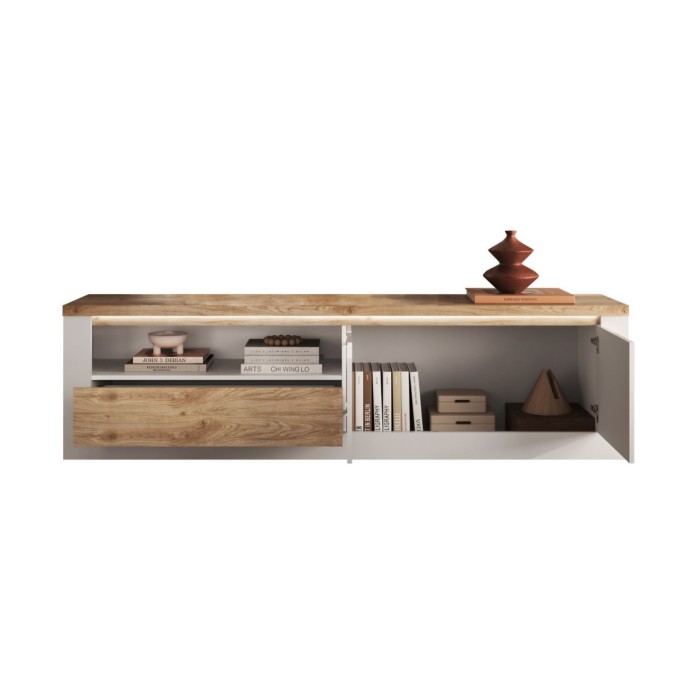 Ouverture des placards et du tiroir du meuble TV SASHA