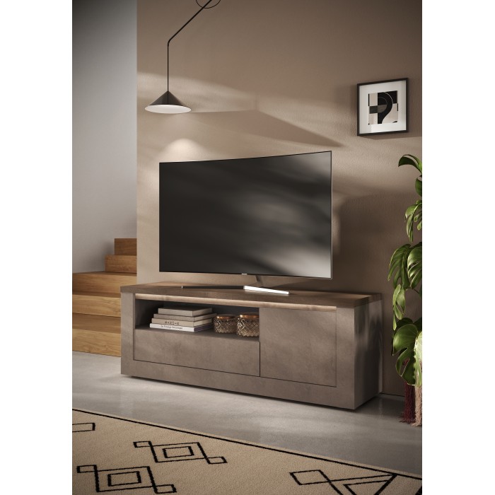 Mise en situation dans un décor 3D du meuble TV SASHA mercure 1 porte