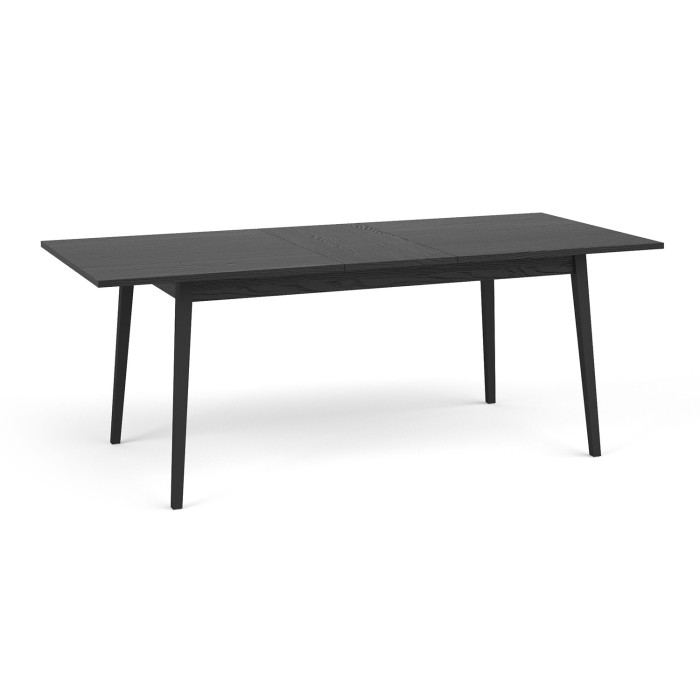 Table extensible MONDO – Noir mat – 160 à 200 cm – Pieds inclinés en métal