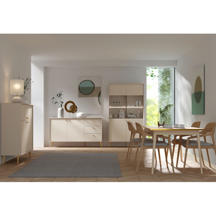 Buffet design AZURÉA – 2 portes + 3 tiroirs – Coloris sable chic