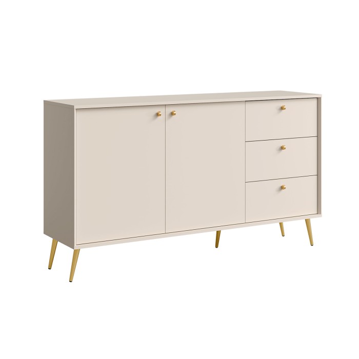 Buffet design AZURÉA – 2 portes + 3 tiroirs – Coloris sable chic