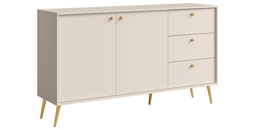 Buffet design AZURÉA – 2 portes + 3 tiroirs – Coloris sable chic