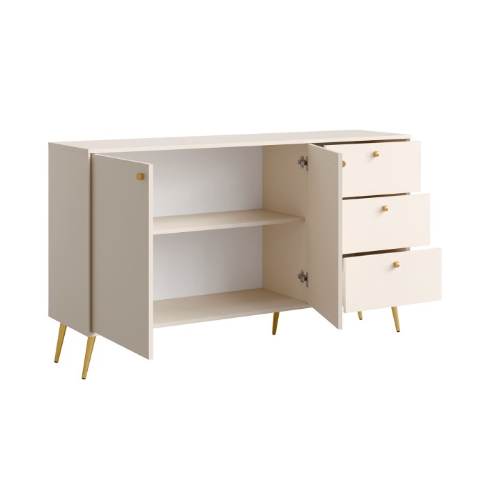 Buffet design AZURÉA – 2 portes + 3 tiroirs – Coloris sable chic