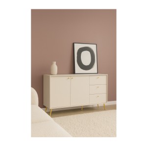 Buffet design AZURÉA – 2 portes + 3 tiroirs – Coloris sable chic