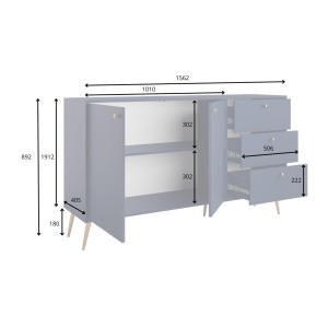 Buffet design AZURÉA – 2 portes + 3 tiroirs – Coloris sable chic