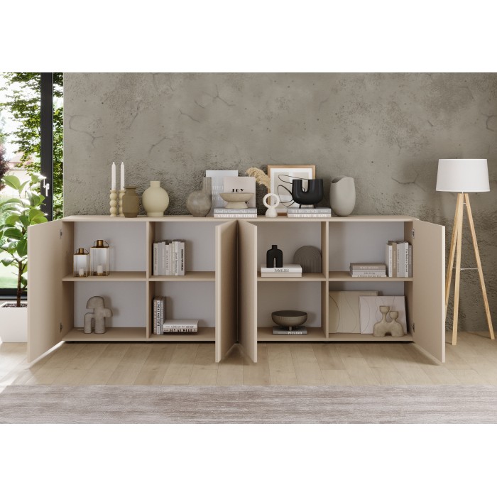 Buffet 4 portes SCENA cachemire ouvert