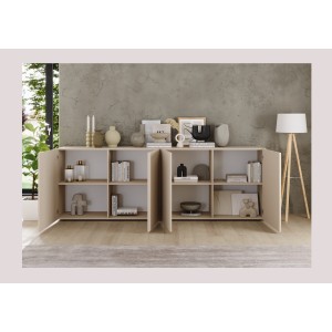 Buffet 4 portes SCENA cachemire ouvert