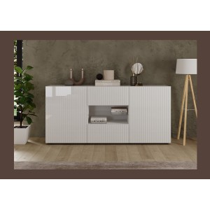 Buffet SCENA 2 portes et 2 tiroirs blanc laqué mis en situation dans un décor 3D