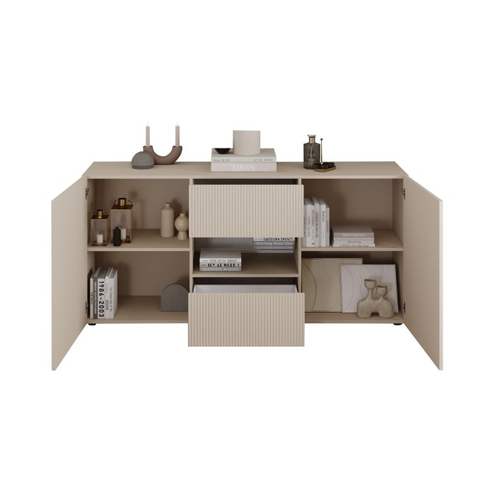 Buffet SCENA 2 portes et 2 tiroirs cachemire ouvert