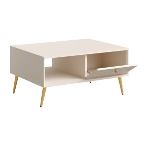 Table basse design AZURÉA – 1 niche + 1 porte abattante – Coloris sable